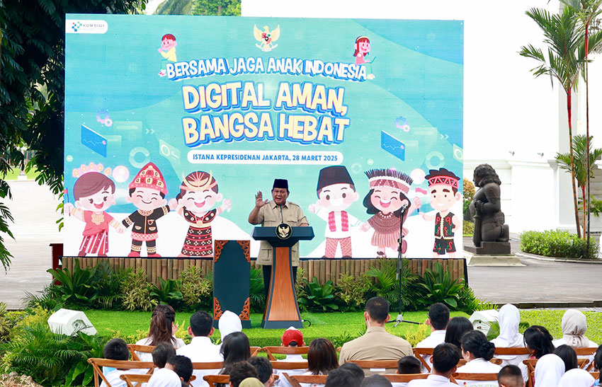 Presiden Prabowo menghadiri acara peresmian PP Tunas di Istana Merdeka, Jakarta, Jumat (28/3). [Tim Media  Presiden]