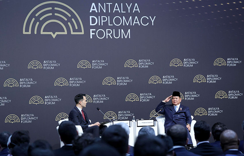 Presiden Prabowo hadiri Antalya Diplomacy Forum di Antalya, Turki, Jumat (11/4). [Tim Media Presiden]