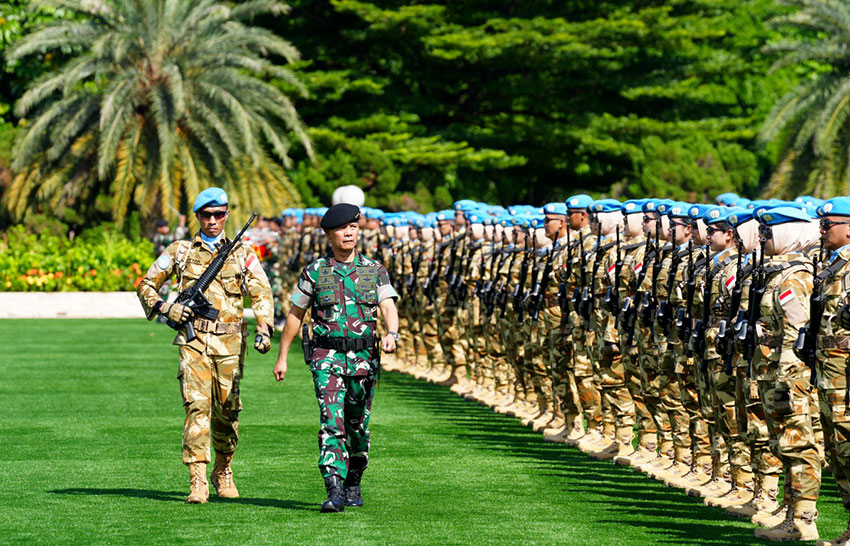 Satgas Kontingen Garuda TNI UNIFIL di Mabes TNI, Cilangkap, Jakarta (24/4). [astakom/Mabes TNI]
