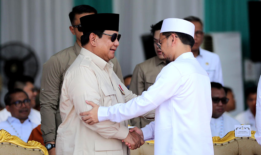 Presiden Prabowo luncurkan Gerina di Kabupaten Banyuasin, Sumatera Selatan, Rabu (23/4). [Tim Media Presiden]