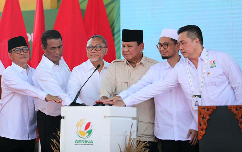 Presiden Prabowo luncurkan Gerina di Kabupaten Banyuasin, Sumatera Selatan, Rabu (23/4). [Tim Media Presiden]