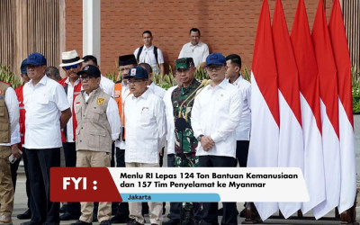 Menlu Sugiono Melepas Bantuan Gempa Myanmar