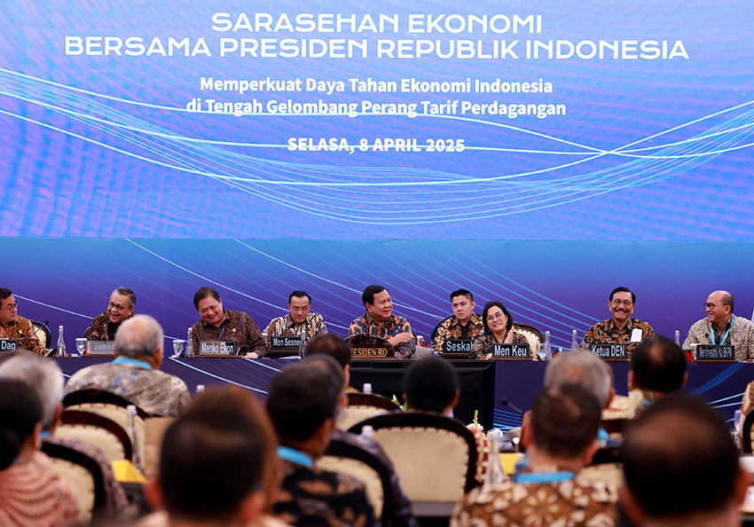 Presiden Prabowo mengadiri Sarasehan Ekonomi di Jakarta, Selasa (8/4). [Tim Media Presiden]
