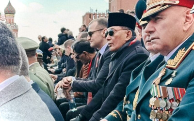 Keren, Menhan Sjafrie Lihat Langsung Parade Moskow Russia
