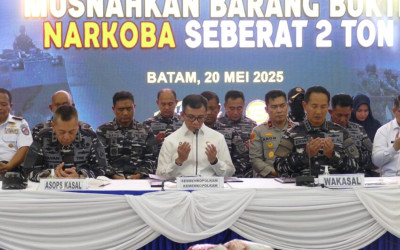 2 Ton Narkotika Dimusnahkan TNI AL, Rp 7,5 T Ludes