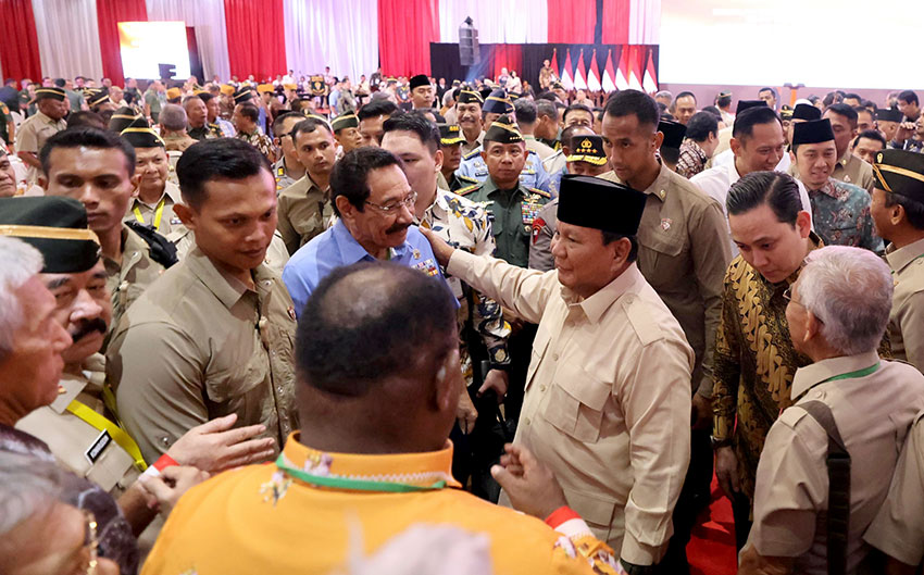 Presiden Prabowo menghadiri acara Halalbihalal TNI-Polri, di Jakarta, Selasa (6/5). [Tim Media Presiden]