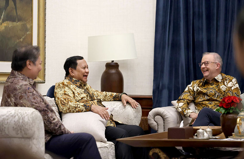 PM Australia Anthony Albanese mengahadiri jamuan makan malam di kediaman Presiden Prabowo Subianto, di Jalan Kertanegara, Jakarta, Kamis (15/5). [Tim Media Presiden]
