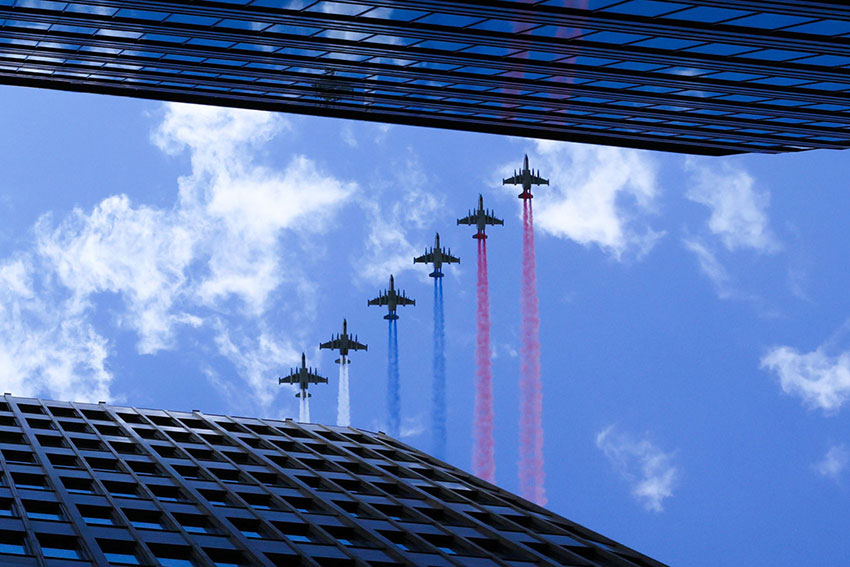 Parade militer peringatan 80 tahun kemenangan Rusia melawan Nazi Jerman, di Lapangan Merah, Moskow, Jumat (9/5). [astakom/kremlin.ru]