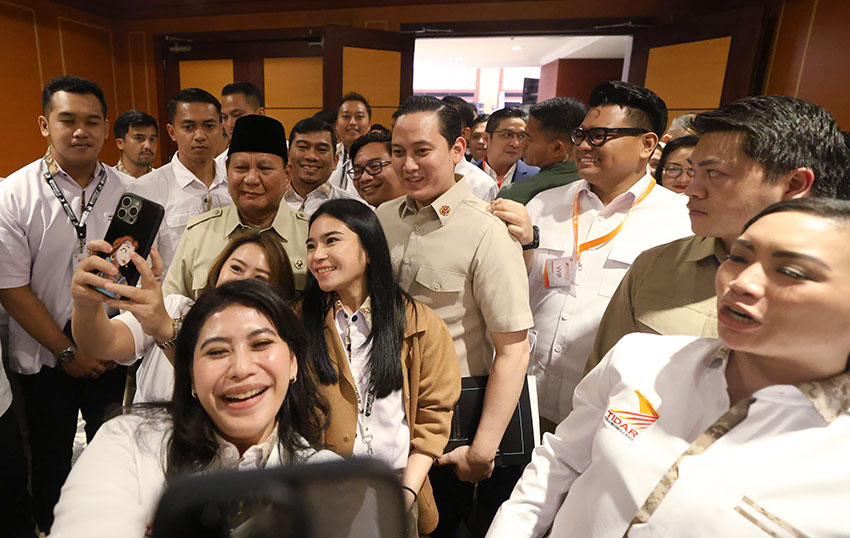 Presiden Prabowo Subianto menghadiri Kongres IV Tunas Indonesia Raya (TIDAR) di Hotel Borobudur, Jakarta Pusat, Sabtu (17/5). [Tim Media Presiden/M Syauqi Amrullah]