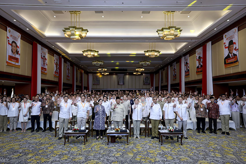 Presiden Prabowo Subianto menghadiri Kongres IV Tunas Indonesia Raya (TIDAR) di Hotel Borobudur, Jakarta Pusat, Sabtu (17/5). [Tim Media Presiden/M Syauqi Amrullah]