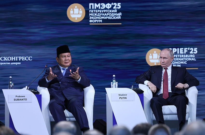 Presiden Prabowo Subianto menghadiri SPIEF 2025, di St. Petersburg, Rusia, Jumat (20/6). [Tim Media Presiden]