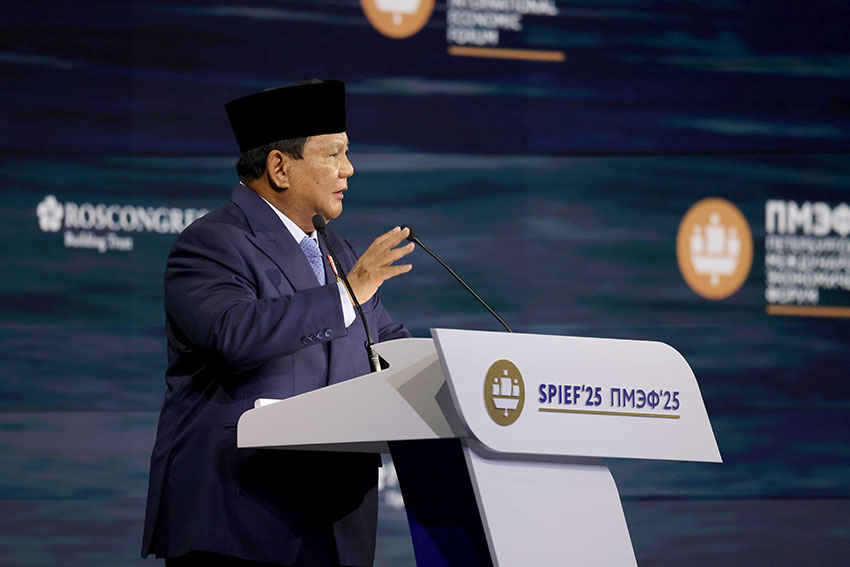 Presiden Prabowo Subianto menghadiri SPIEF 2025, di St. Petersburg, Rusia, Jumat (20/6). [Tim Media Presiden]