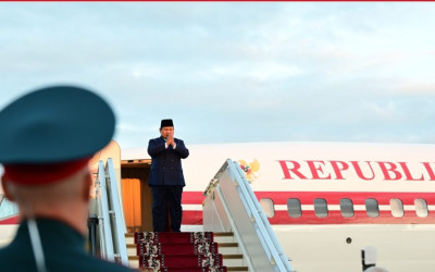 Lagu Kebangsaan Mengiringi Kepulangan Prabowo dari Rusia