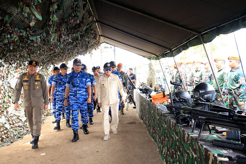 Latihan Matra Udara II Koopsud II, Sikatan Daya, Cakra B, dan Trisula Perkasa Kopasgat 2025, di AWR Dwi Harmono Lanud Sjamsuddin Noor, Maluka Baulin, Kalimantan Selatan, Senin (23/6). [astakom/Pen AU]