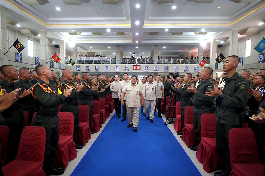 Presiden Prabowo Subianto memberikan pengarahan langsung kepada para SPPI di Sentul, Jawa Barat, Rabu (4/6). [Tim Media Presiden]