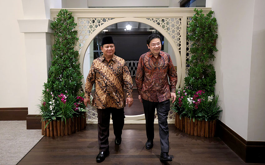 Presiden Prabowo private dinner bersama PM Singapura Lawrence Wong, di Gedung Sri Temasek, Singapura, Senin (16/6). [Tim Media Presiden]