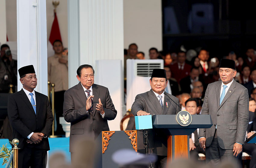 Presiden Prabowo meresmikan Kampus Bhinneka Tunggal Ika Universitas Pertahanan, di Sentul, Bogor, Jawa Barat, Rabu (11/6). [Tim Media Presiden]