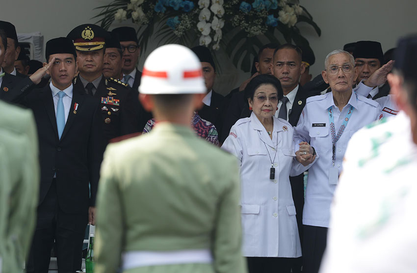 Presiden Prabwo  menghadiri upacara Hari Lahir Pancasila di Gedung Pancasila, Jakarta, Senin (2/6). [Tim Media Presiden]