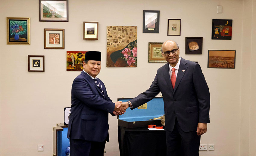 Presiden Prabowo bertemu Presiden Singapura Tharman Shanmugaratnam, di Singapura, Senin (16/6). {Tim Media Presiden]