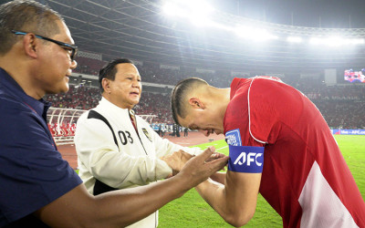Momen Presiden Prabowo Nonton Laga Indonesia Vs China