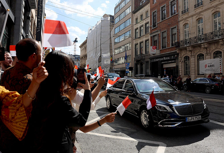 Presiden Prabowo tiba di Brussel, Belgia, Sabtu (12/7). [Tim Media Presiden]