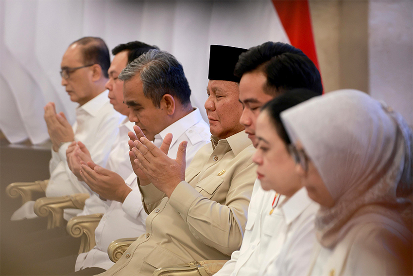 Presiden Prabowo secara resmi meluncurkan logo peringatan HUT ke-80 Kemerdekaan RI, di Istana Negara, Jakarta, Rabu (23/7).[astakom/Tim Media Presiden]