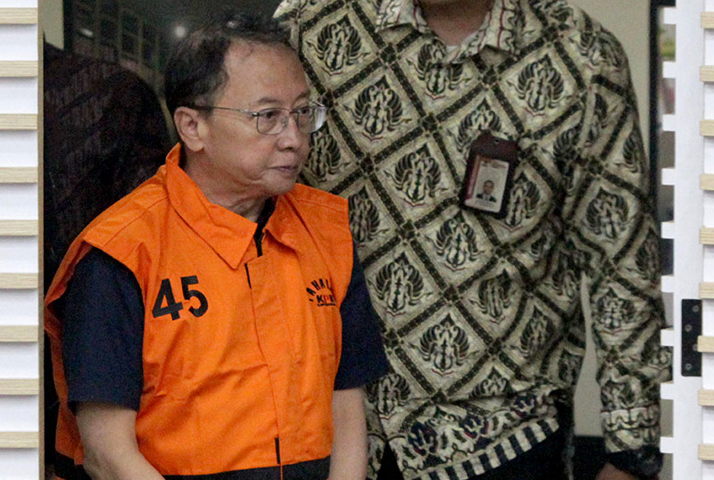 Empat tersangka dugaan korupsi di Kemnaker ditahan, di Gedung KPK, Jakarta, Kamis (17/7). [astakom/str-Antasena]