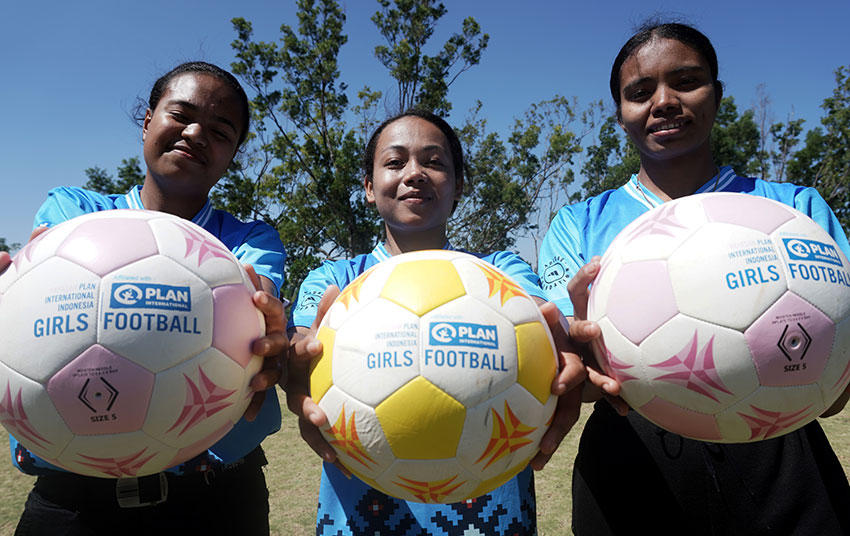 Peluncuran program Girls Football 3.0, di So’e, Kabupaten Timor Tengah Selatan, NTT, Kamis (24/7). [astakom/str-Axel Olivier