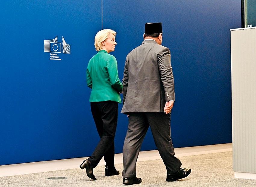 Presiden Prabowo bertemu Presiden Komisi Eropa Ursula von der Leyen, di Gedung Berlaymont, Brussel, Belgia, Minggu (13/7). [Tim Media Presiden]