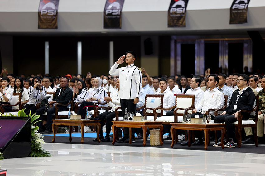 Presiden Prabowo menghadiri penutupan Kongres PSI 2025, di Edutorium KH Ahmad Dahlan, UMS, Solo, Jawa Tengah, Minggu (20/7). [astakom/Tim Media Presiden]
