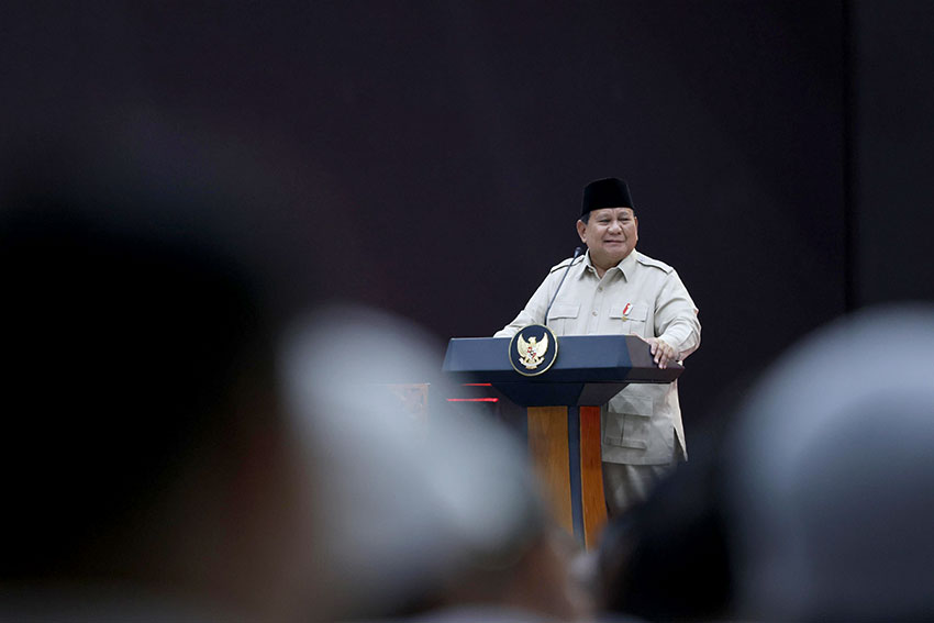 Presiden Prabowo menghadiri penutupan Kongres PSI 2025, di Edutorium KH Ahmad Dahlan, UMS, Solo, Jawa Tengah, Minggu (20/7). [astakom/Tim Media Presiden]