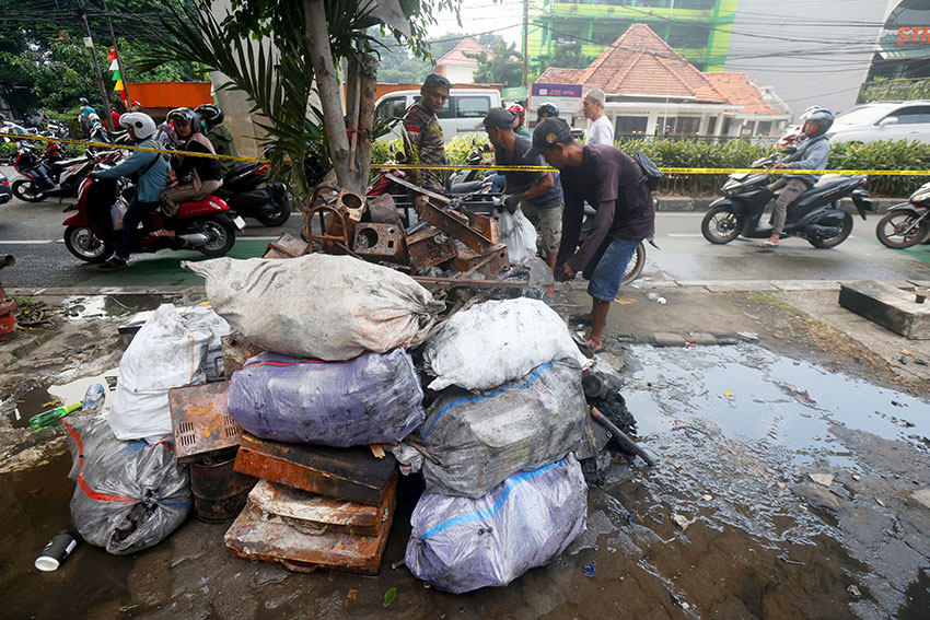 Pasar Taman Puring  pasca kebakaran, di Kebayoran Baru, Jakarta Selatan, Selasa (29/7). [astakom/str-Antasena]