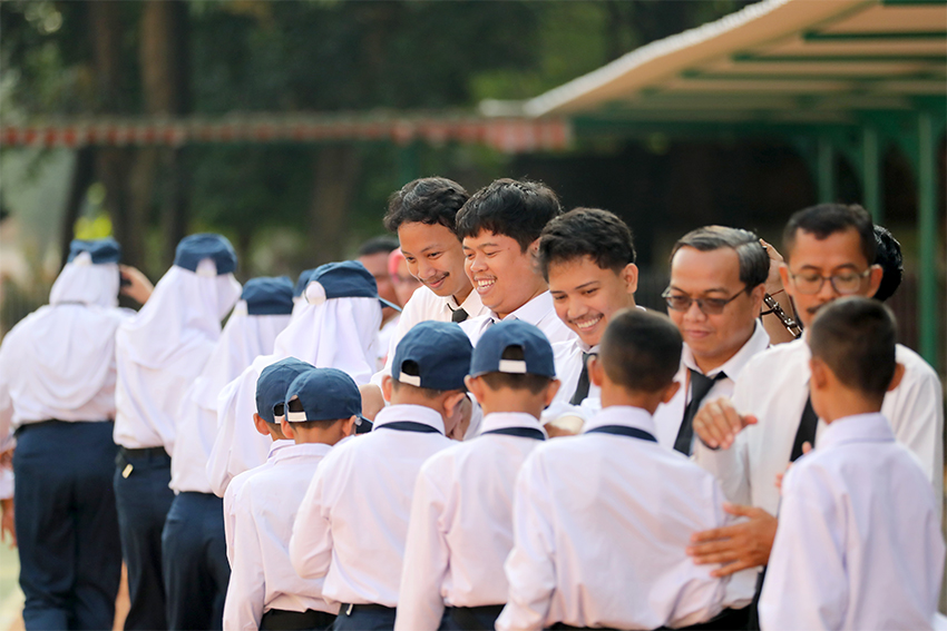 Sejumlah Siswa mengikuti kegiatan pembelajaran di SR, di Jakarta, Selasa (5/8).[astakom/M Syauqi Amrullah]
