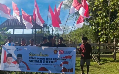 Peringati HUT Ke-80 RI, Kader Gerindra Kibarkan Merah Putih di Muna hingga Papua Barat Daya