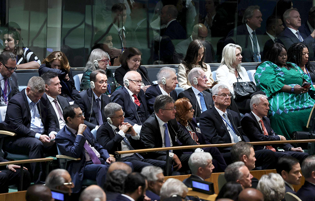 Suasana saat Presiden Prabowo berpidato di Sidang Umum PBB ke-80, New York. [Foto: Tim Media Presiden]