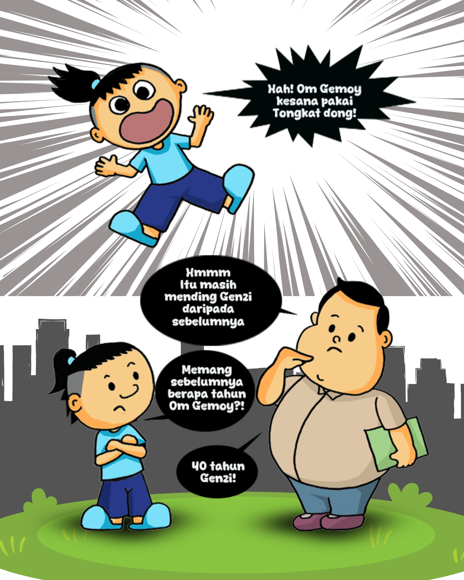 Kartun Om Gemoy dan Genzi Daftar Haji 2