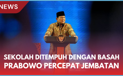 Sekolah Ditempuh Dengan Basah, Prabowo Percepat Satgas Bangun Jembatan