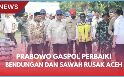Prabowo Gaspol Perbaiki Bendungan dan Sawah Rusak Aceh