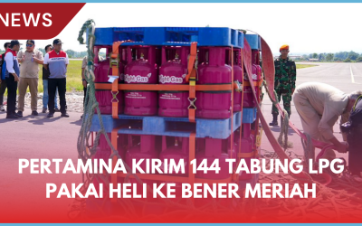 Pertamina Kirim 144 Tabung LPG Pakai Heli ke Bener Meriah Aceh yangTerisolir