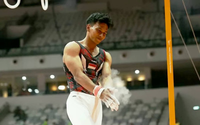Giliran Abiyu Rafi Raih Emas Cabor Senam Palang Tunggal di SEA Games 2025