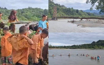 Viral Anak Sekolah Menyeberangi Sungai di Aceh Barat, Benarkah Jembatan Canggai–Jambak Belum Diperbaiki?