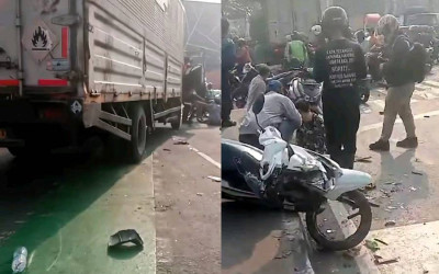 Truk Wing Box Diduga Rem Blong di Simpang Unisma Bekasi: 1 Korban Jiwa, 9 Terluka, Sopir Auto Diamankan!