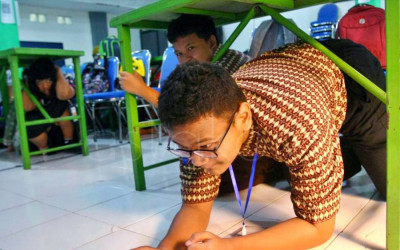 Siswa Berkebutuhan Khusus Malang Simulasi Mitigasi Bencana