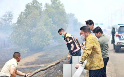Gubernur Sumsel Tinjau Karhutla Tol Palindra