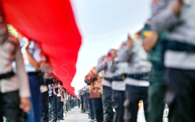 Pawai Kirab Bendera Merah Putih 481 Meter di Yogyakarta
