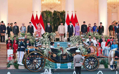 Prabowo Subianto Pimpin Upacara Penurunan Bendera HUT ke-81 RI