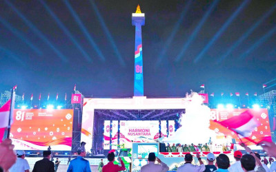 Momen Karnaval Bersatu Harmoni Nusantara di Monas, Ajak Pengunjung Donasi untuk Korban Gempa NTT