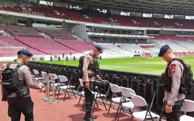 Brimob Polda Metro Jaya Sisir Area SUGBK Jelang Laga FIFA ASEAN Cup 2026