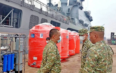 Dukungan Logistik Pengolahan Air Kemhan RI untuk Kapal JMSDF JS Kunisaki