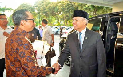 Menkeu Suahasil Nazara Tiba di Kemenkeu Usai Dilantik